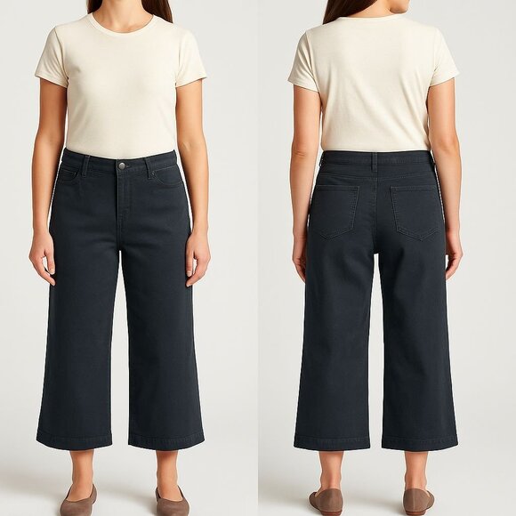 Aventura‎ Women's Organic Cotton Wide Leg Hi-Rise Crop Pants Eco-Friendly Sz 12 - Picture 1 of 7